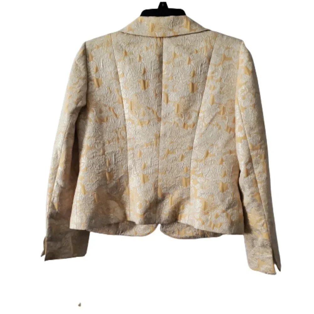 KASPER Women's Petite Rhinestone Buttons Metallic Floral Coat Jacket Size 8P - Picture 5 of 12